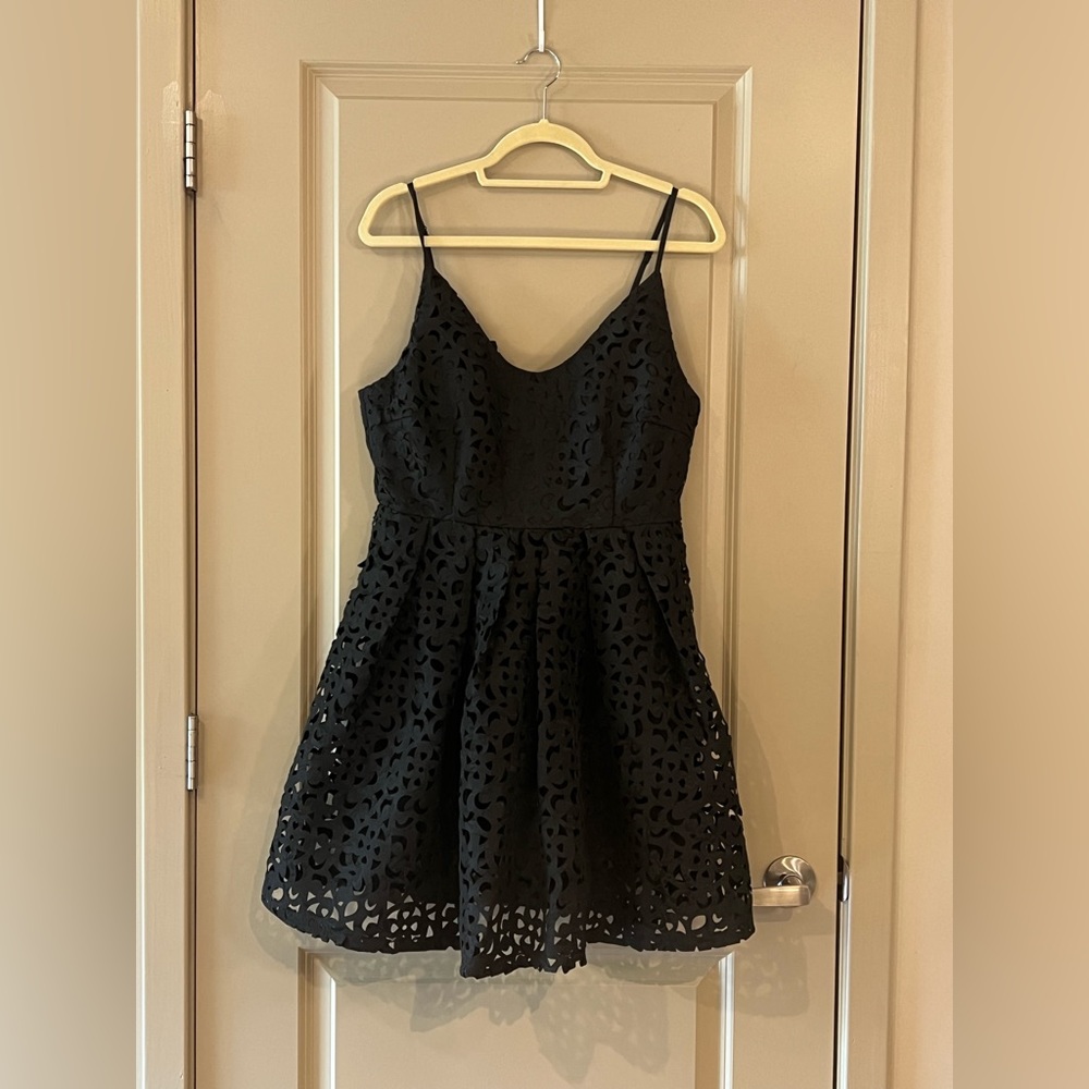 Lucy Paris - Black, eyelet lace cocktail dress